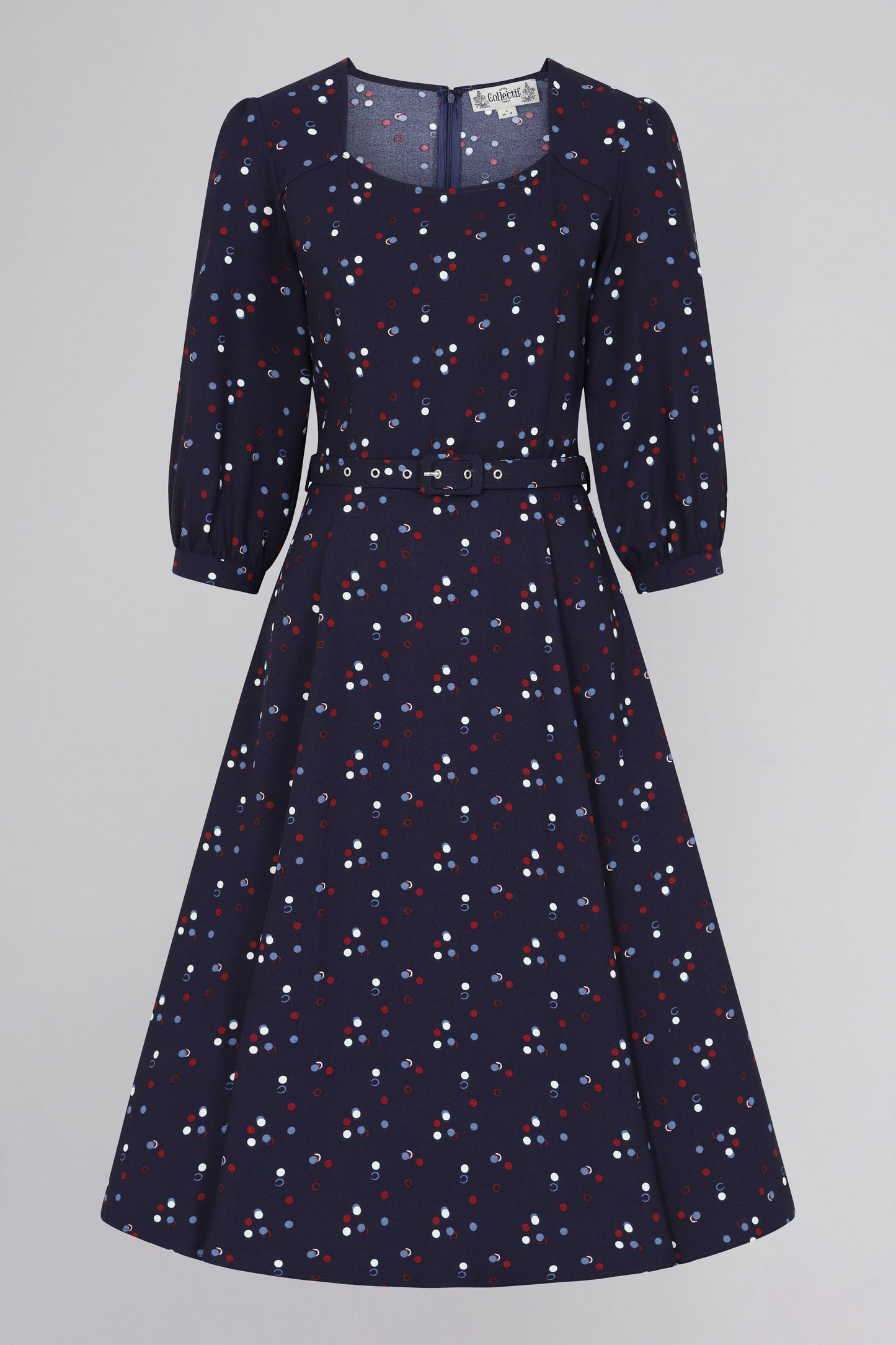 Emmalyn Chalk Polka Flared Dress