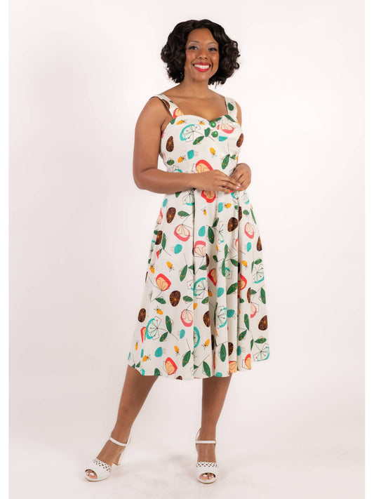 Emmie Mid Century Floral Flared Dress