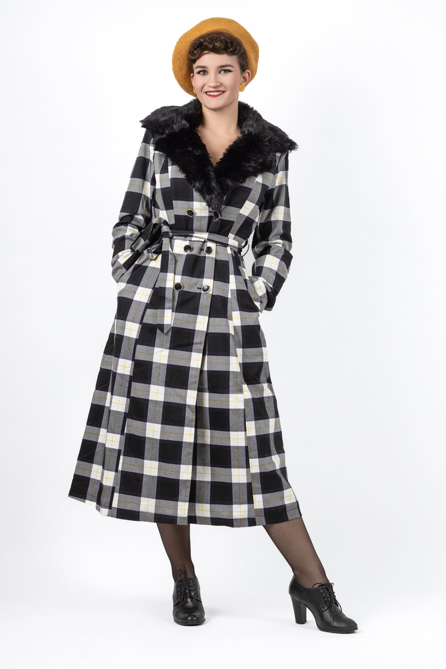 Caron Monochrome Check Coat