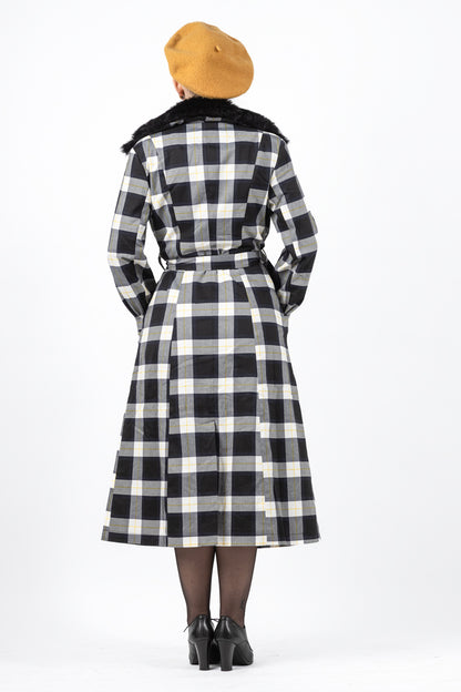 Caron Monochrome Check Coat