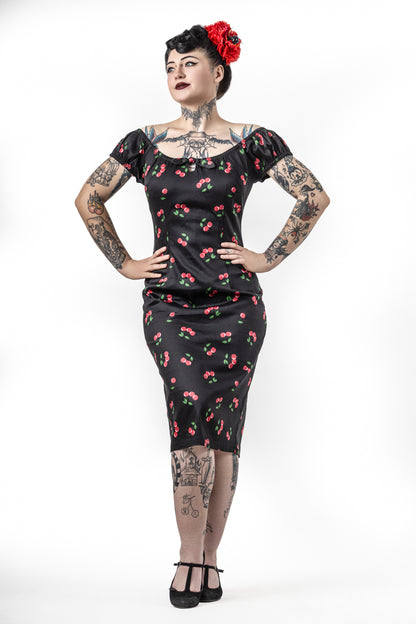 Daphne 50s Cherries Pencil Dress