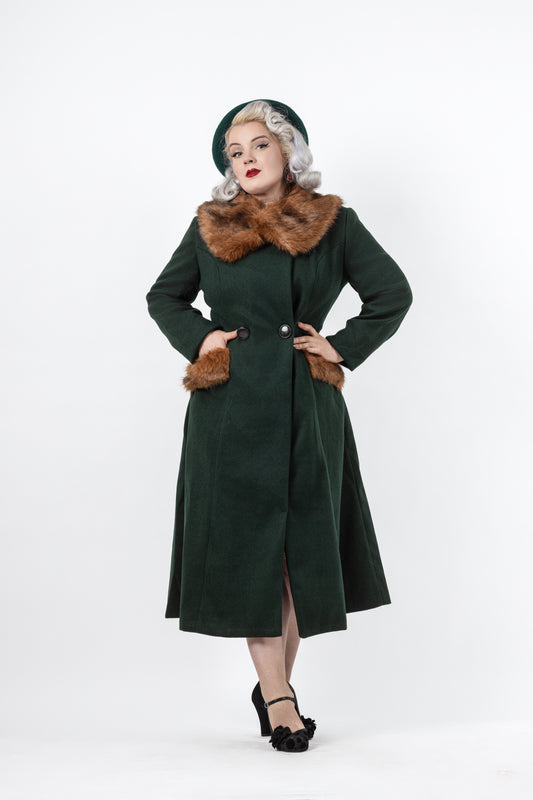 Annasofia Faux Fur Trim Coat