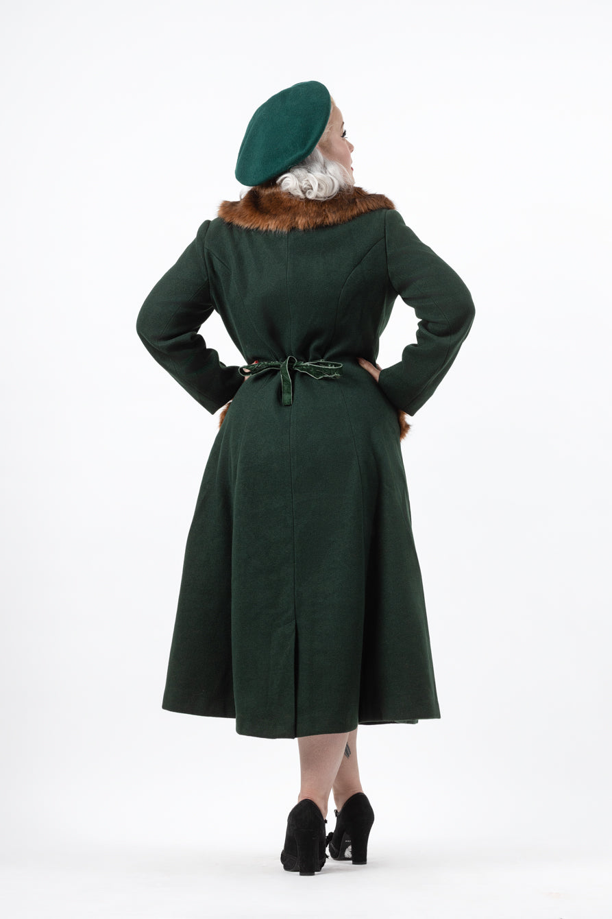 Annasofia Faux Fur Trim Coat