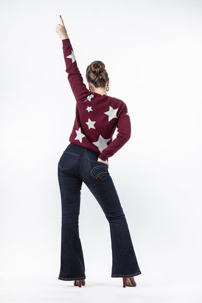 Sabrina Metallic Star Jumper Red