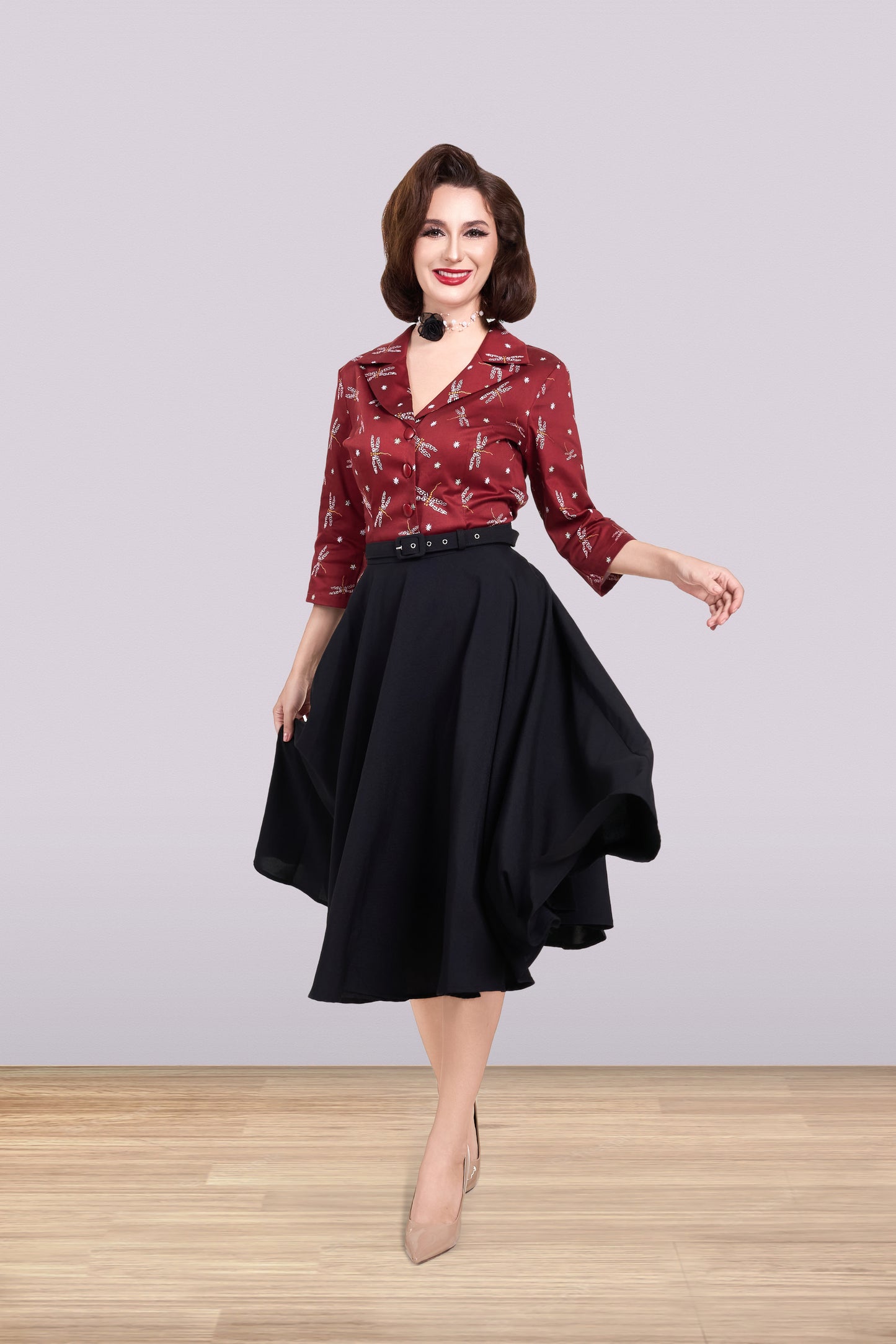 Julia Dragonfly Blouse Brown 3/4