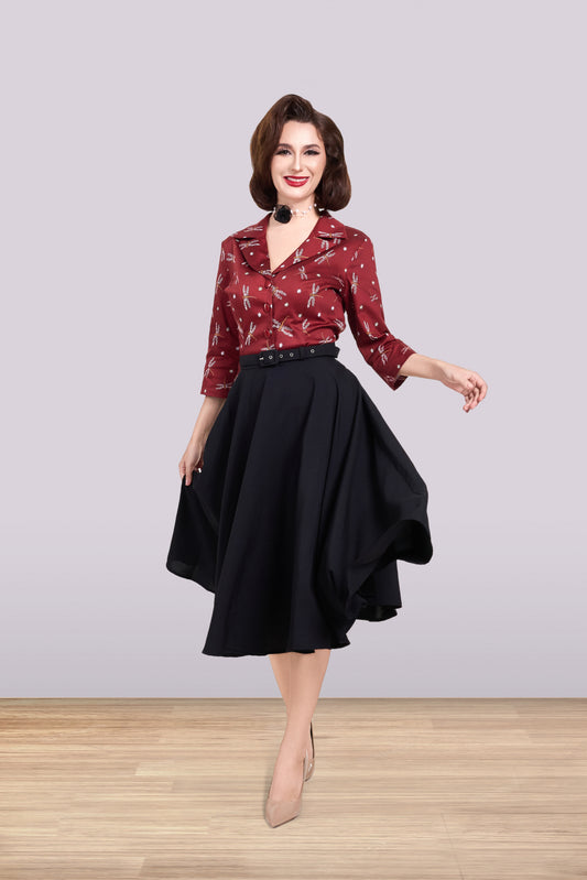 Julia Dragonfly Blouse Brown 3/4