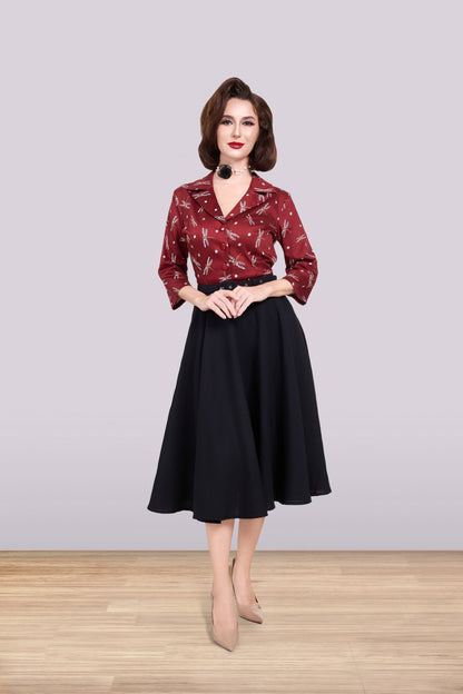 Julia Dragonfly Blouse Brown 3/4