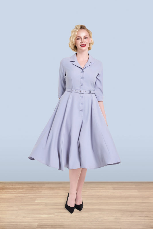 Christine Flared Dress Grey 3/4