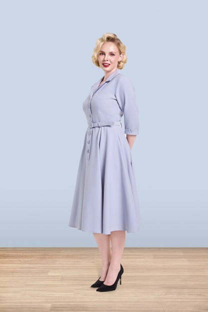 Christine Flared Dress Grey 3/4