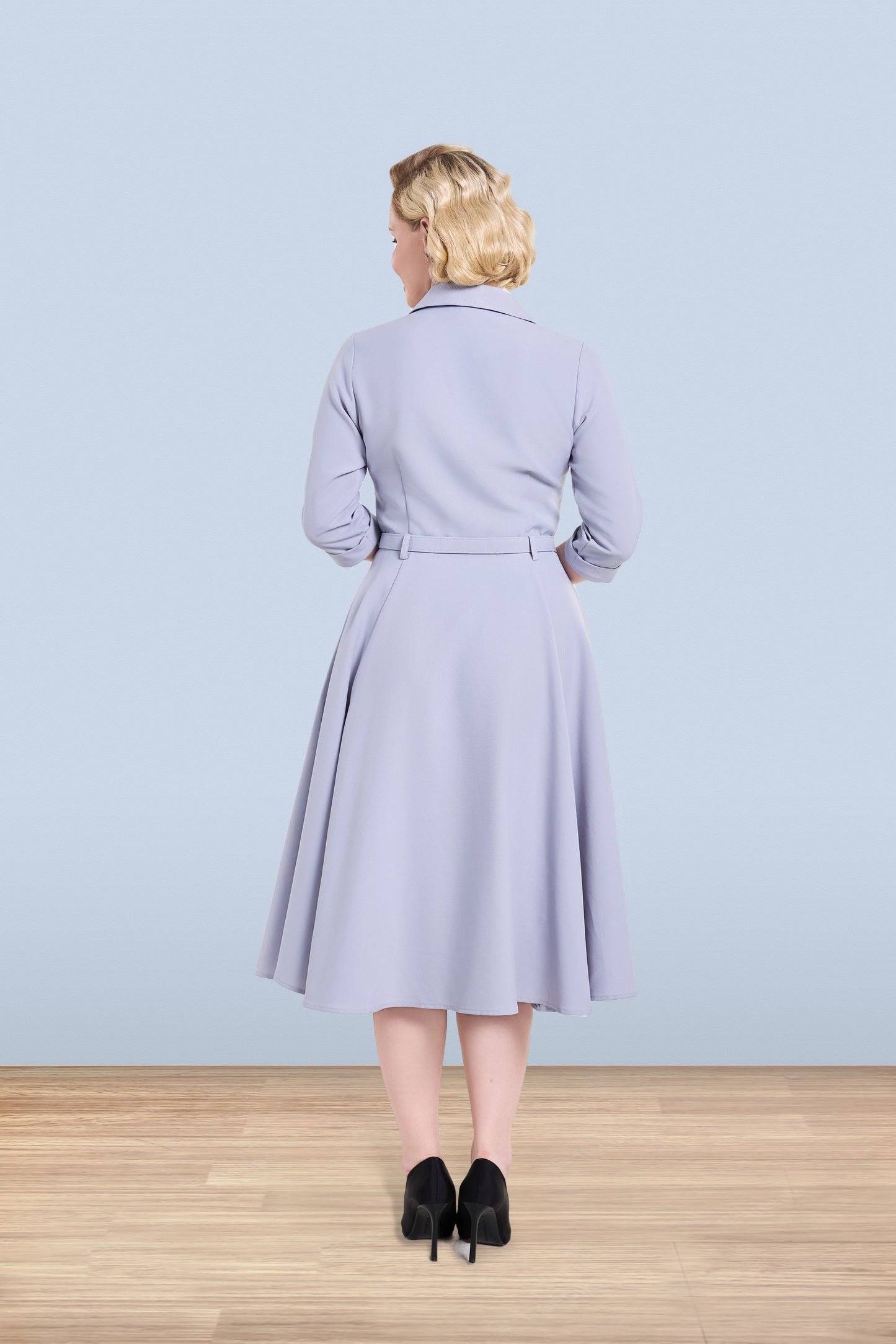 Christine Flared Dress Grey 3/4