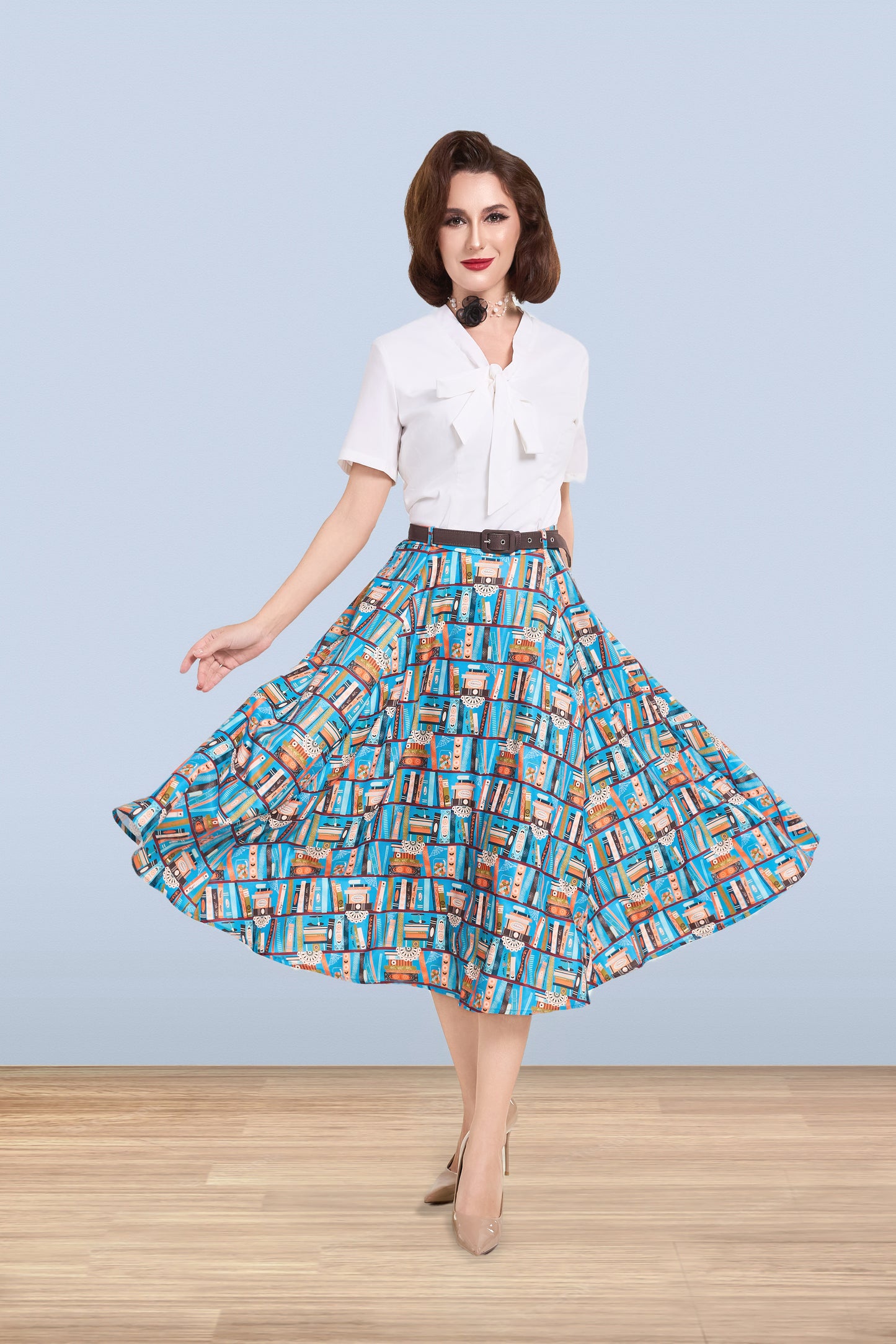 Christine Books Flared Skirt Blue