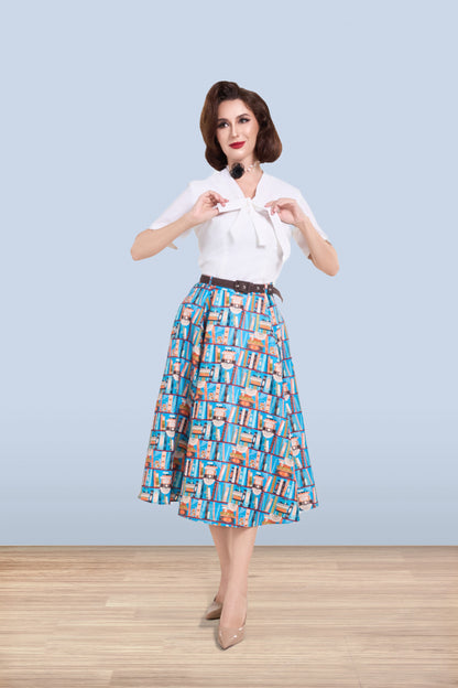 Christine Books Flared Skirt Blue