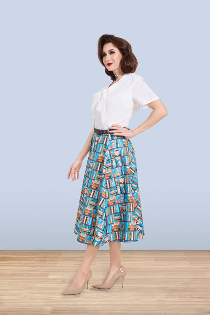 Christine Books Flared Skirt Blue