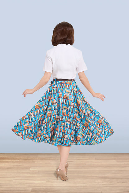 Christine Books Flared Skirt Blue