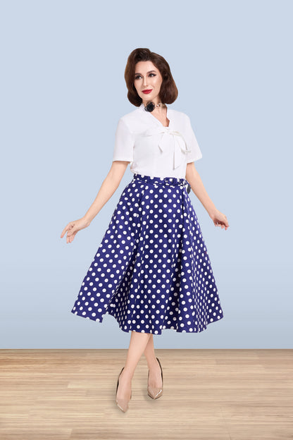 Christine Polka Navy Skirt