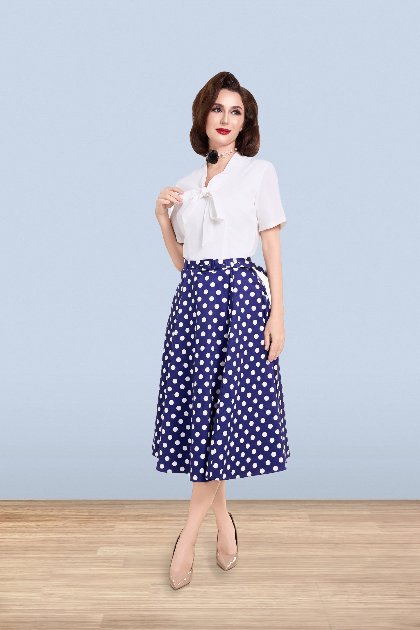 Christine Polka Navy Skirt