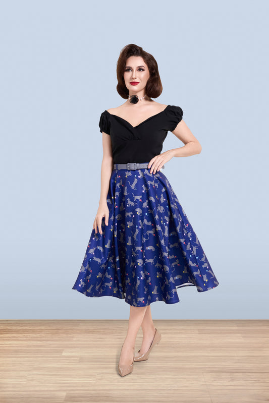 Christine Cat Blue Skirt