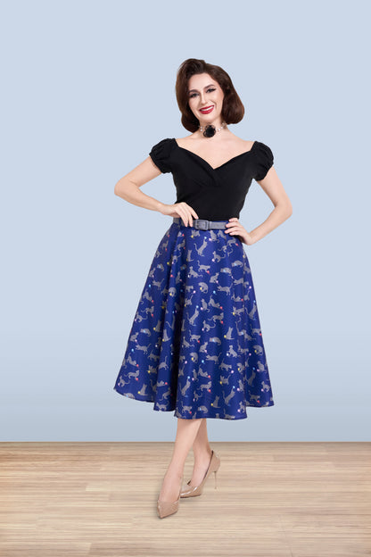 Christine Cat Blue Skirt