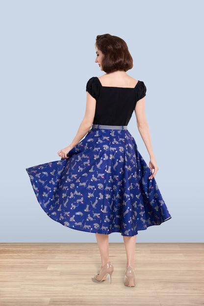 Christine Cat Blue Skirt