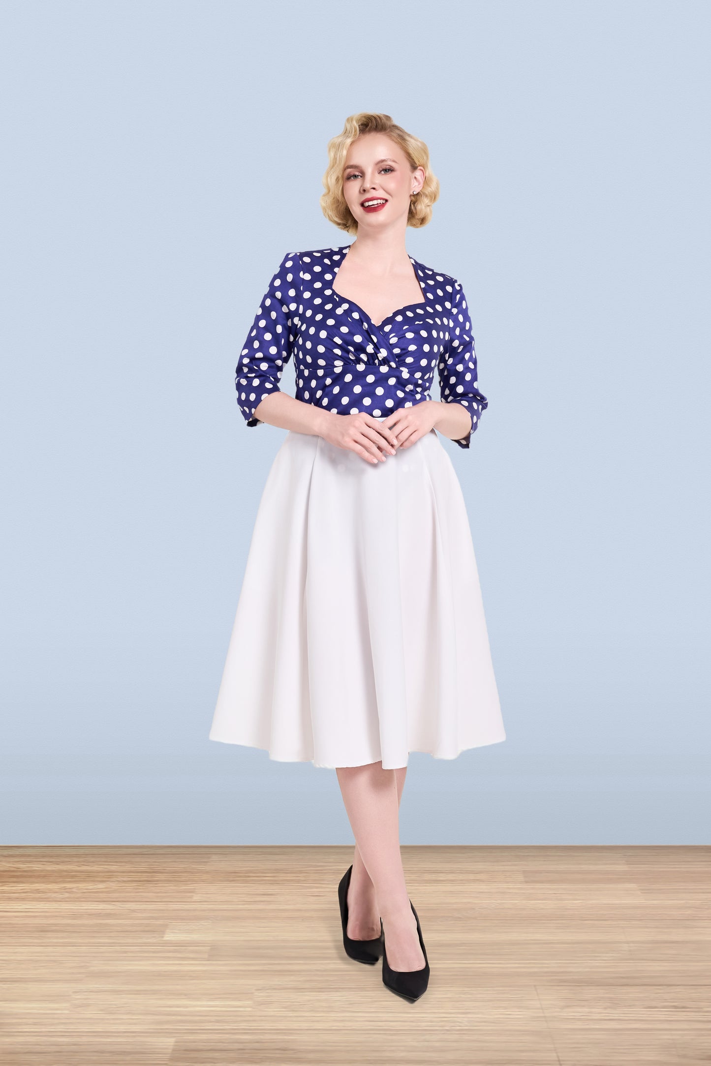 Rita Polka Blouse 3/4