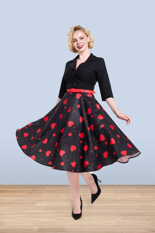 Christine Hearts Skirt Red
