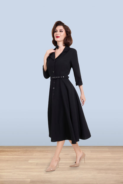 Christine Flared Dress Black 3/4