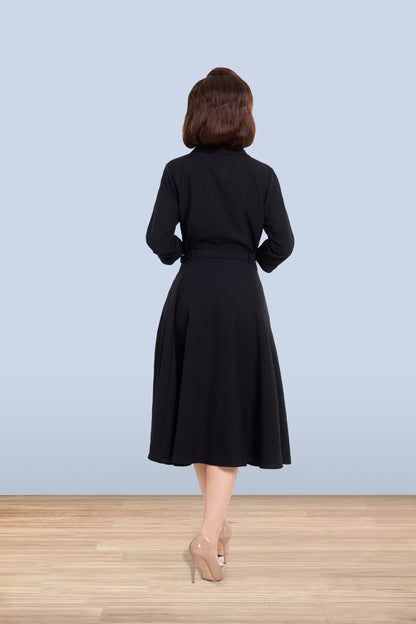 Christine Flared Dress Black 3/4