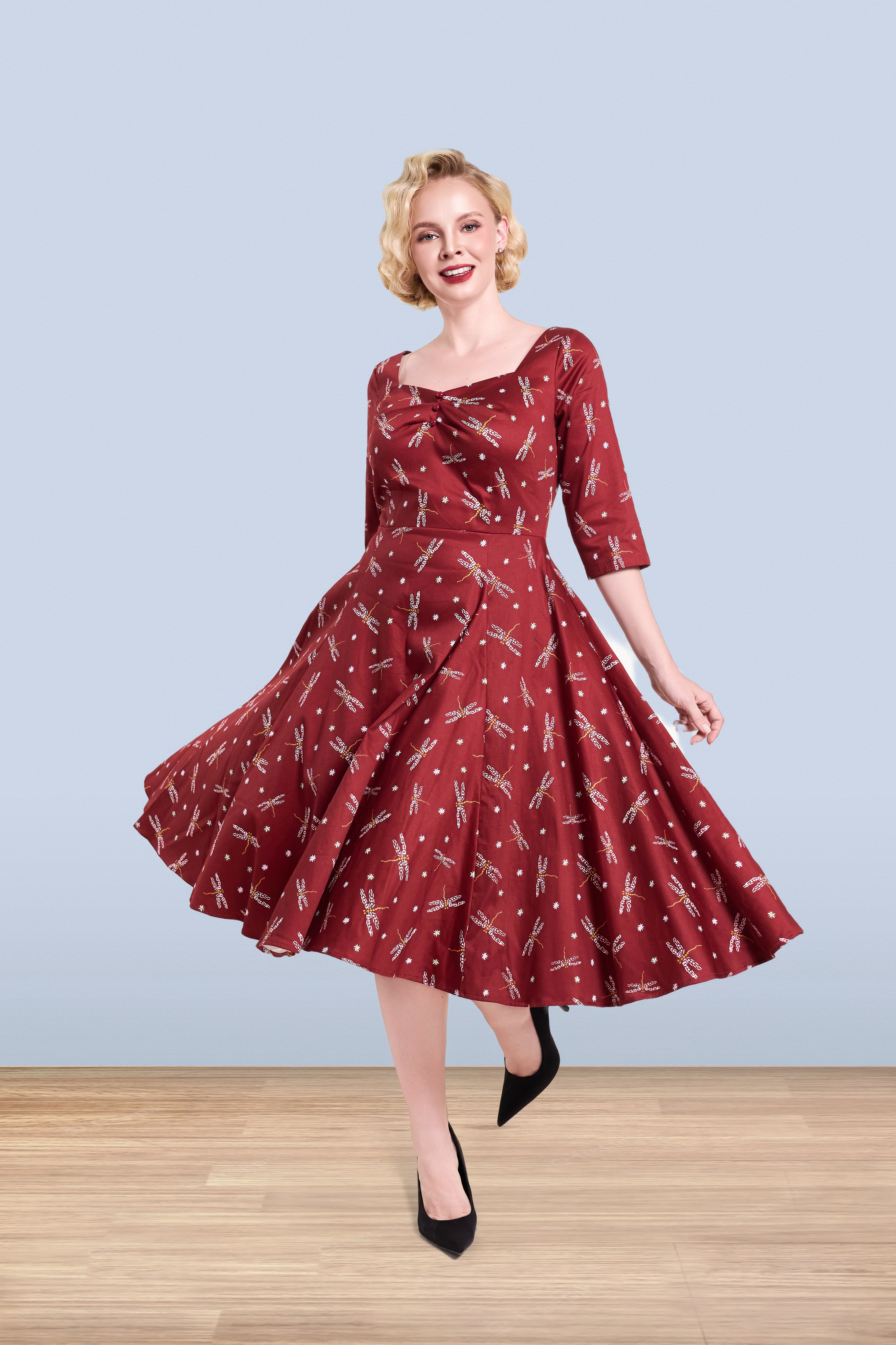 Linda Dragonfly Dress 3/4 – Lindy Bop