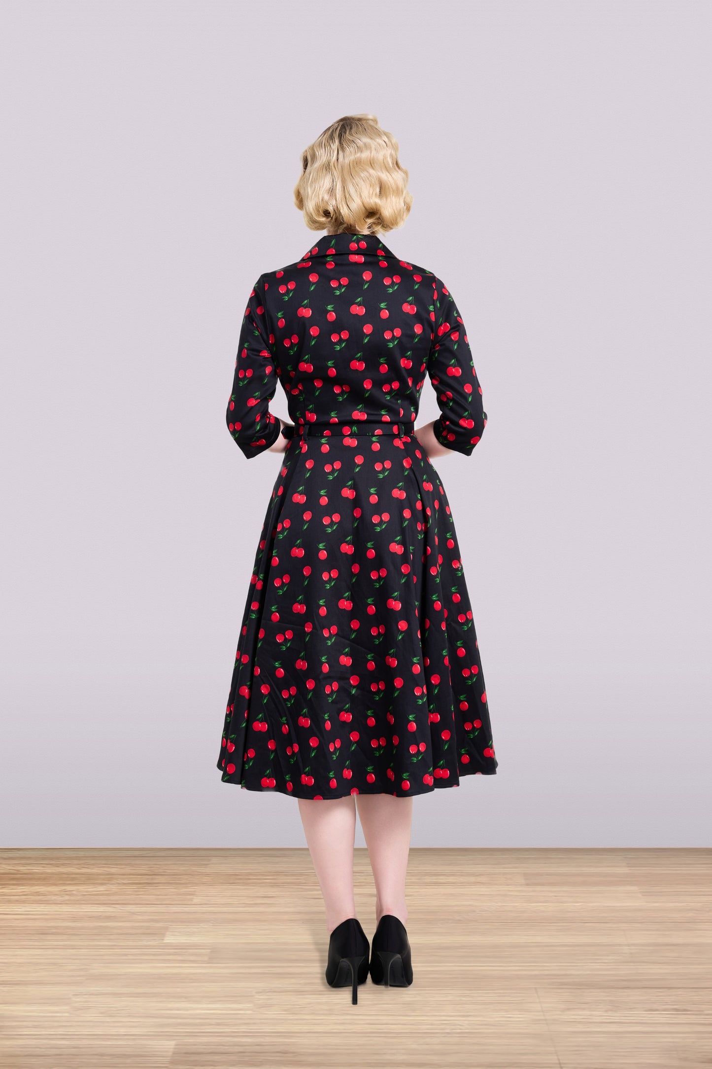 Christine Cherry Flared Dress 3/4