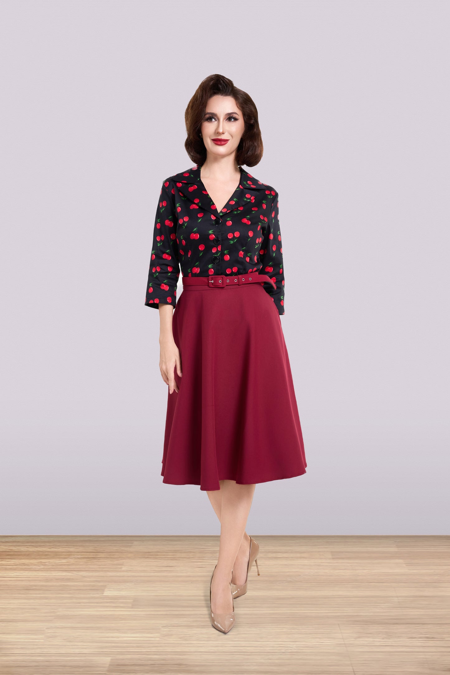 Julia Cherry Blouse 3/4