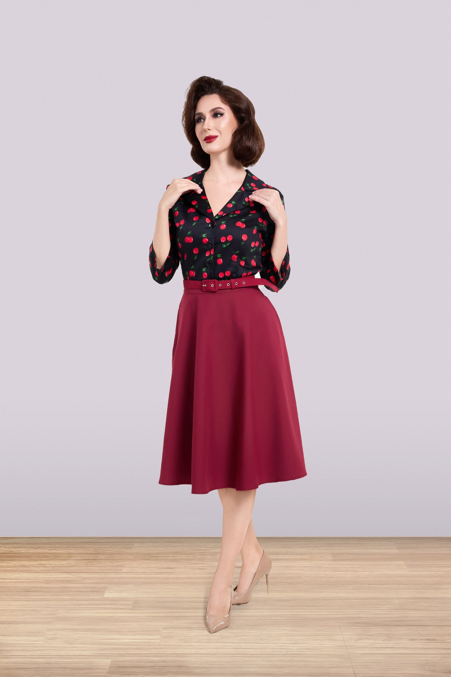 Julia Cherry Blouse 3/4