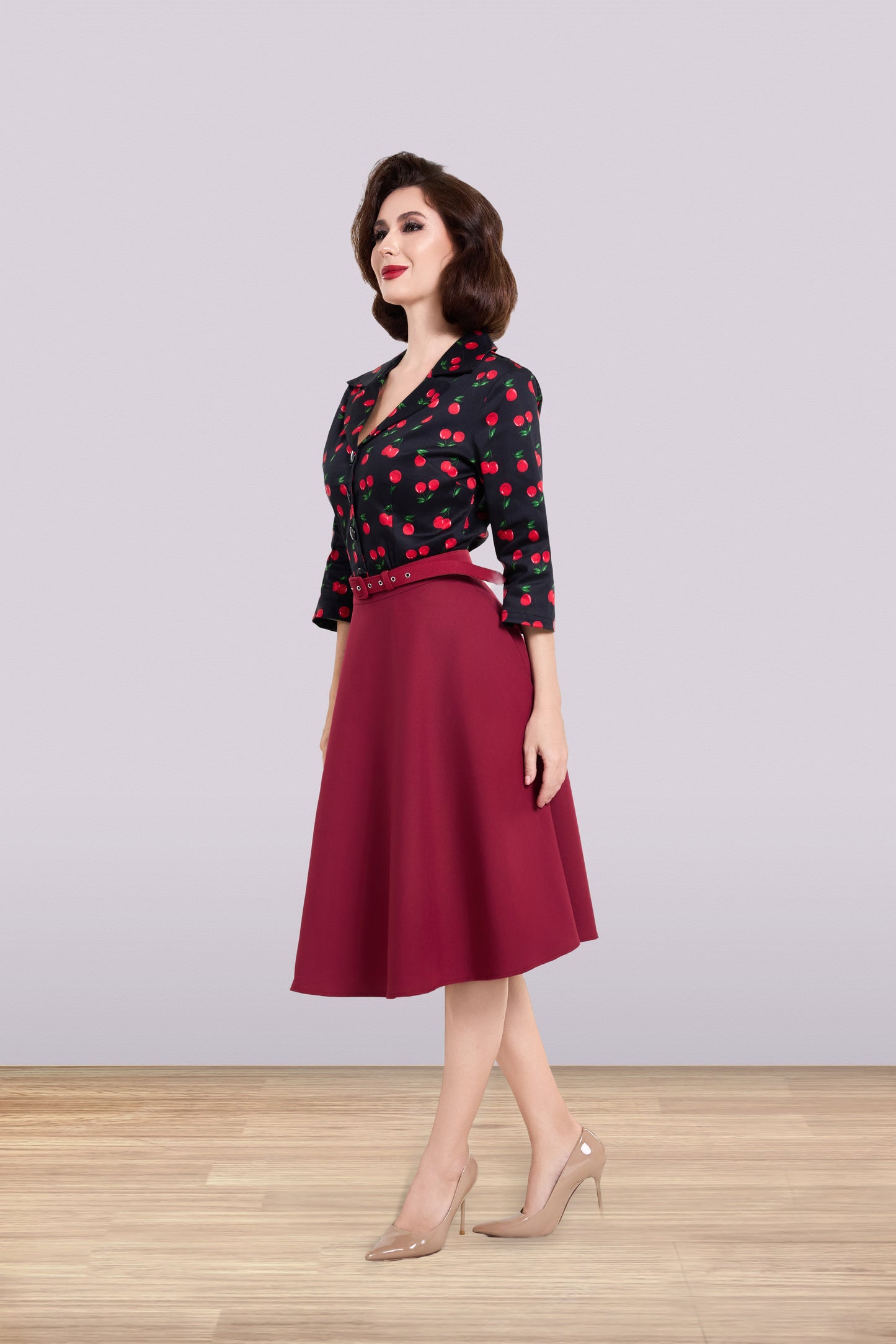 Julia Cherry Blouse 3/4