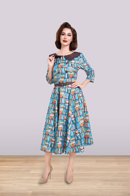 Brenda Blue Books Dress 3/4