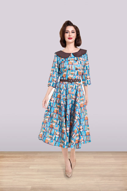 Brenda Blue Books Dress 3/4