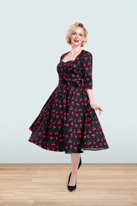 Gina Cherry Swing dress 3/4