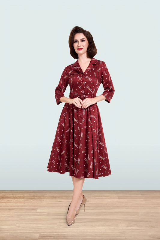 lindy bop red dress Christine Dress Collectif x Lindy Bop Red Vintage Shirt Dress Lemonie Boutique