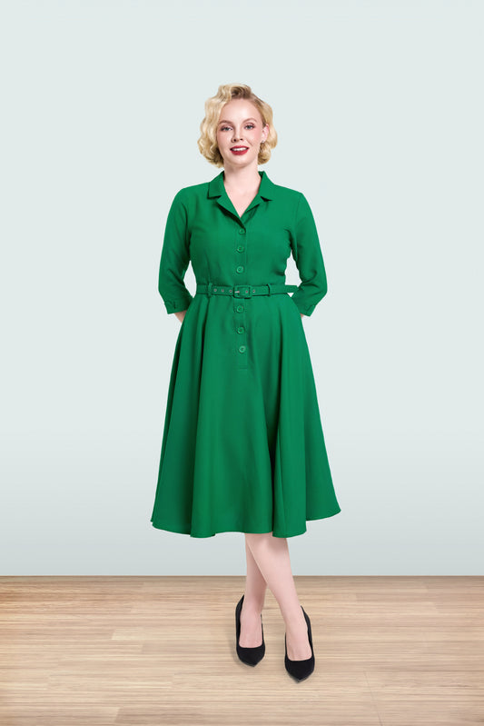 Christine Flared Dress Green 3/4