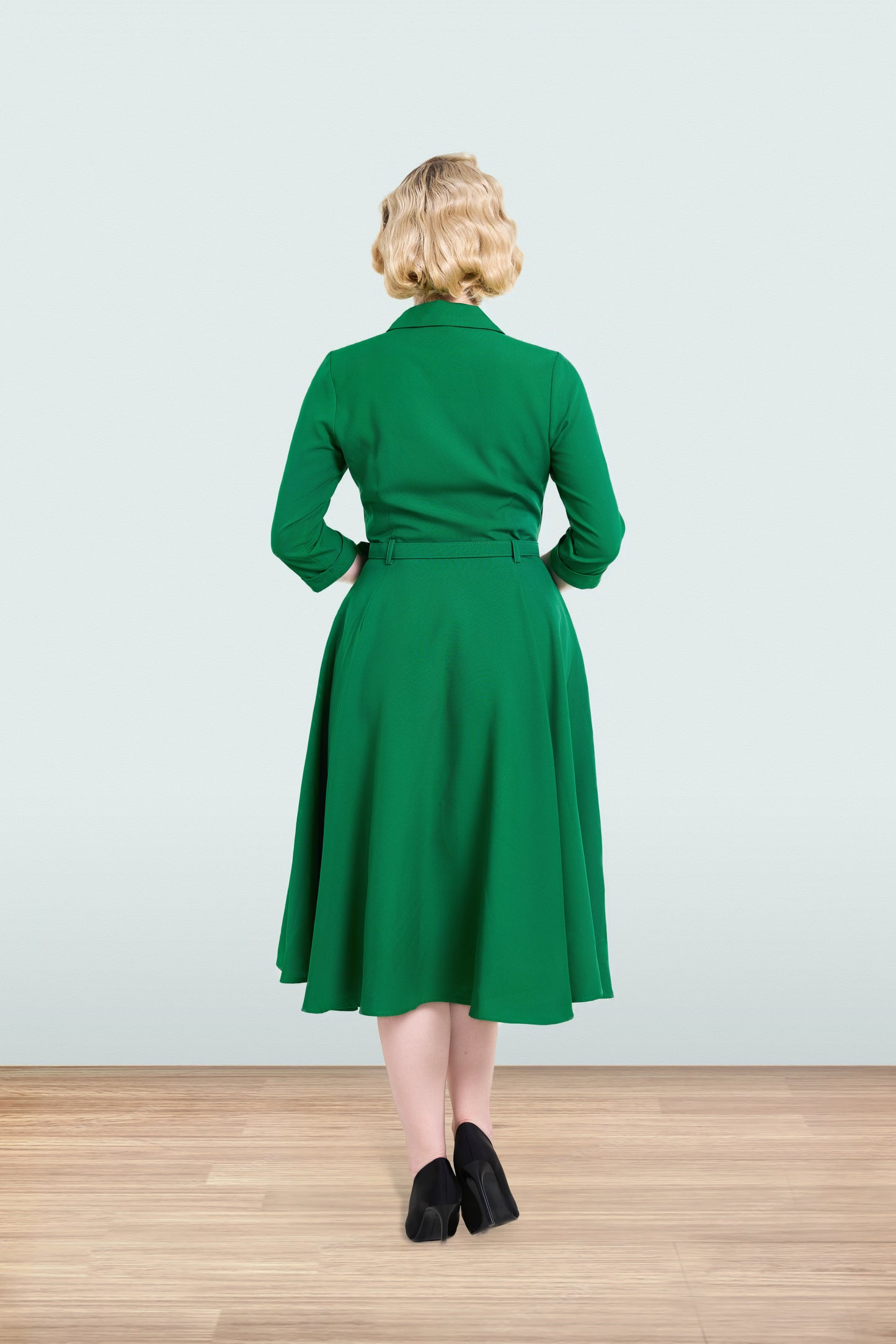 Christine Flared Dress Green 3/4