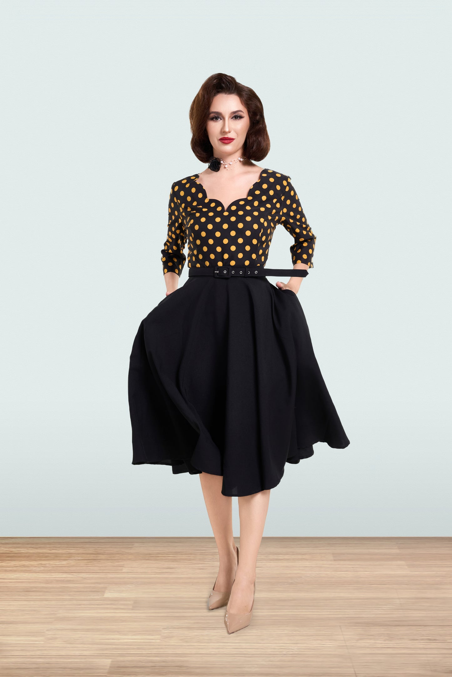 Odrie Polka Blouse 3/4