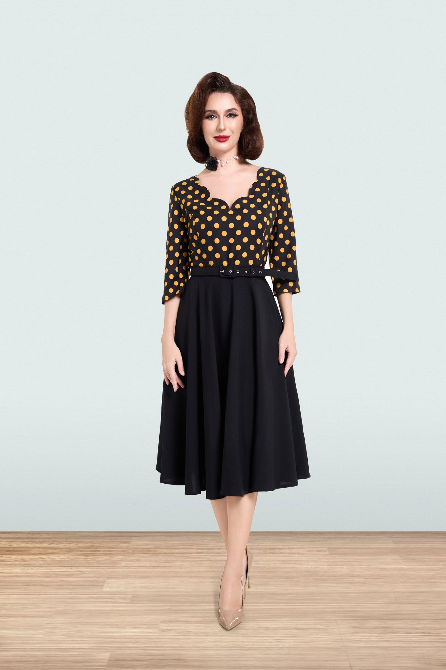 Odrie Polka Blouse 3/4