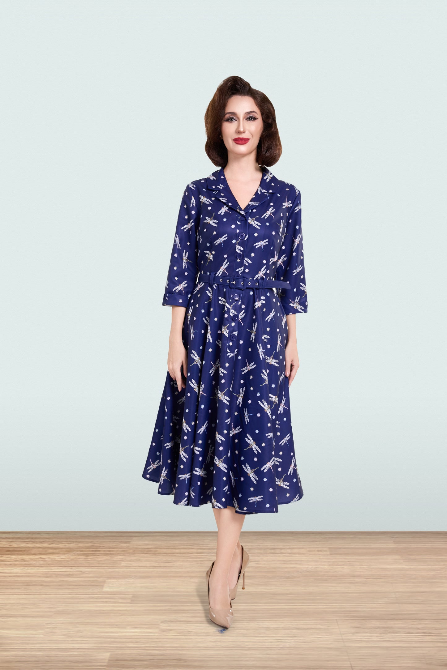 Christine Dragonfly Navy Dress 3/4