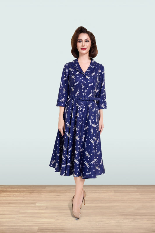 Christine Dragonfly Navy Dress 3/4