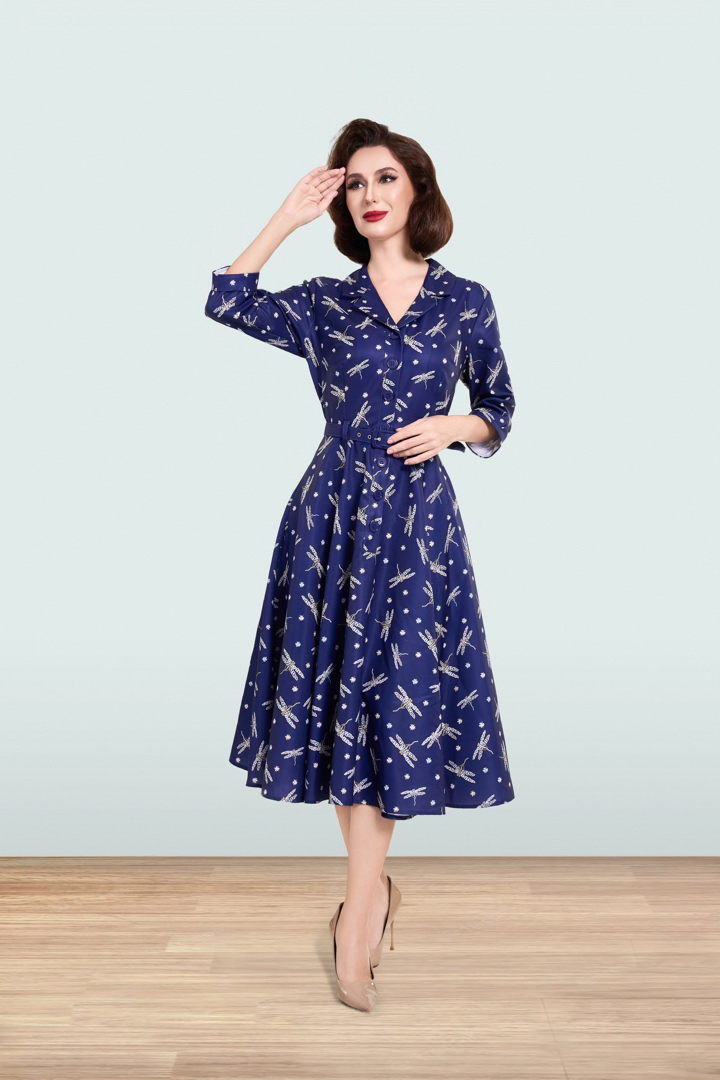 Christine Dragonfly Navy Dress 3/4