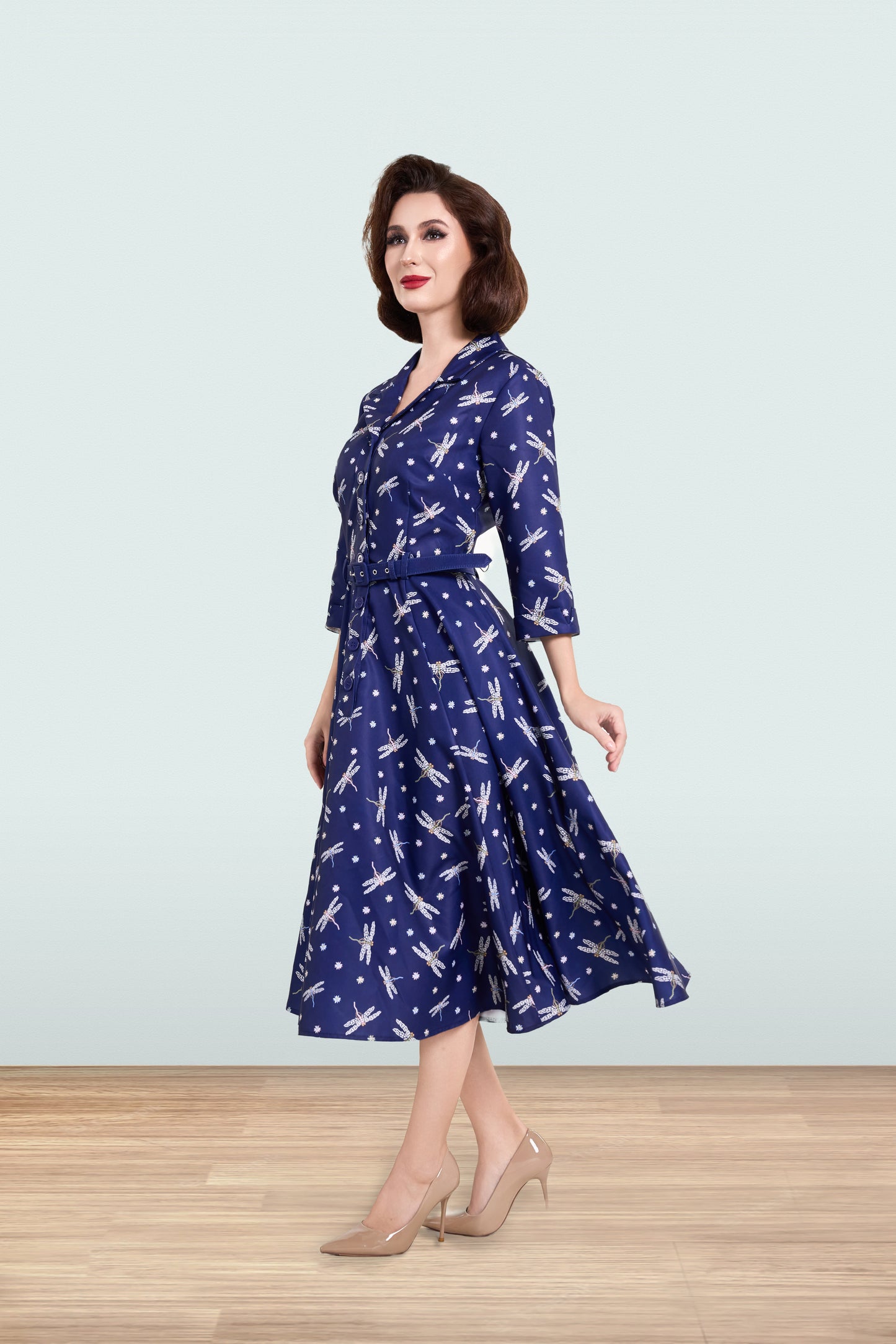 Christine Dragonfly Navy Dress 3/4