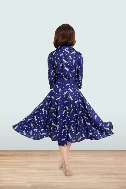 Christine Dragonfly Navy Dress 3/4