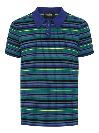 Pablo Striped Knitted Polo Blue