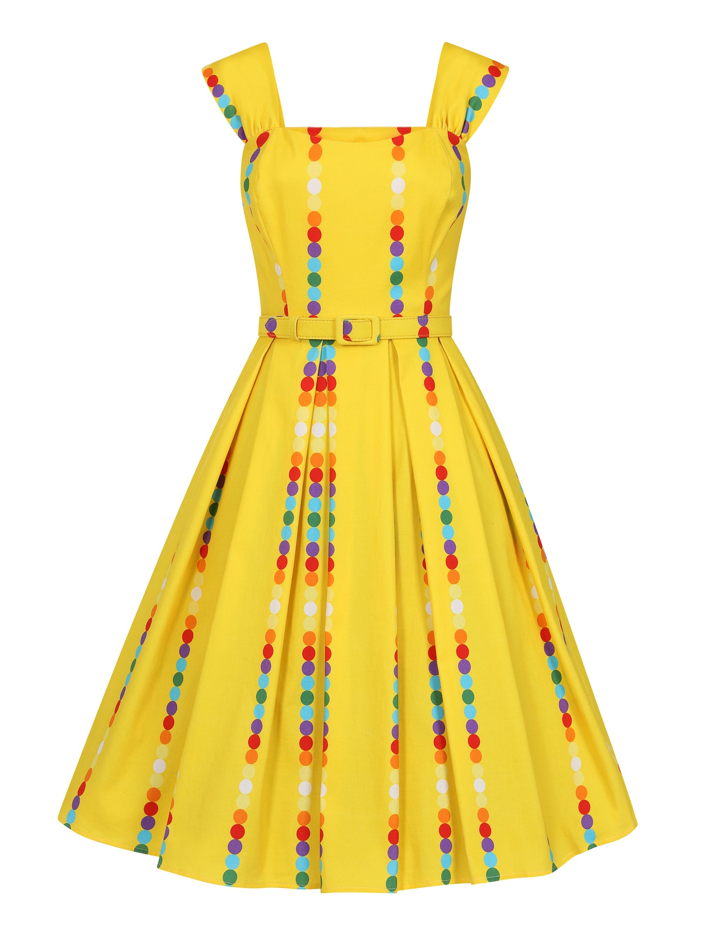 Jill Rainbow Polka Stripe Swing Dress