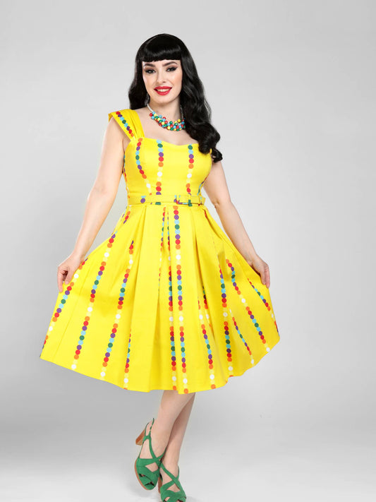 Jill Rainbow Polka Stripe Swing Dress