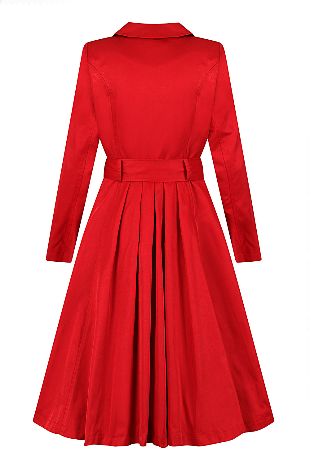 Korrina Plain Swing Trench Coat Red Lindy Bop