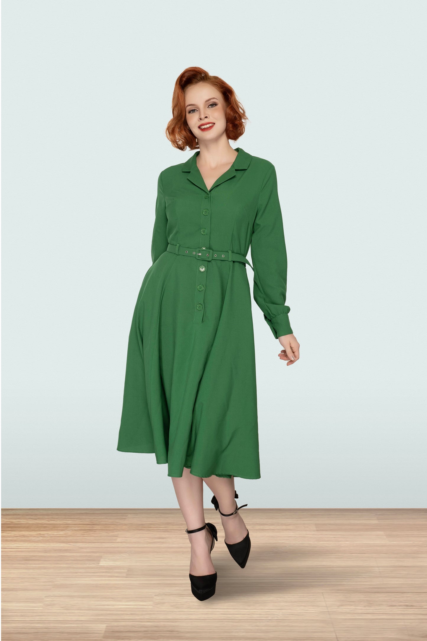 Christine Long Sleeve Dress Green